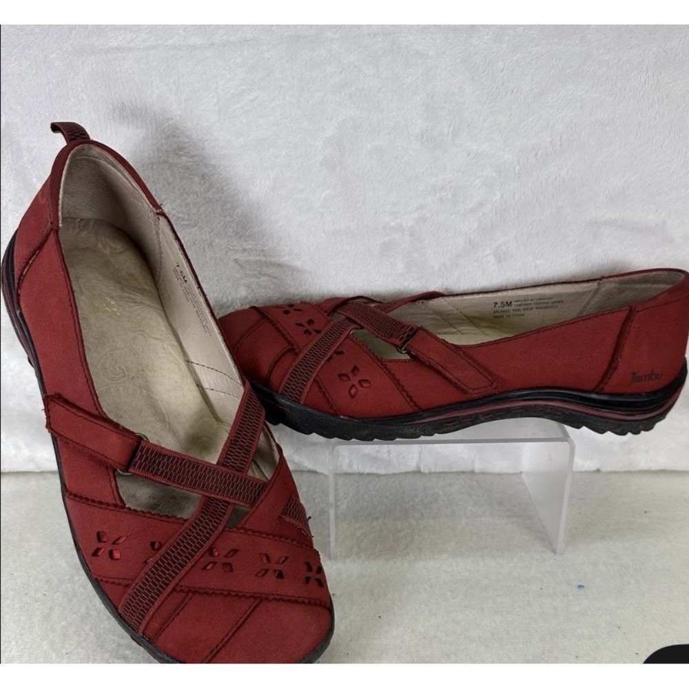Jambu Hayley Mary Jane Shoe Size 9M Womens Red Leather Comfort Hook Loop
